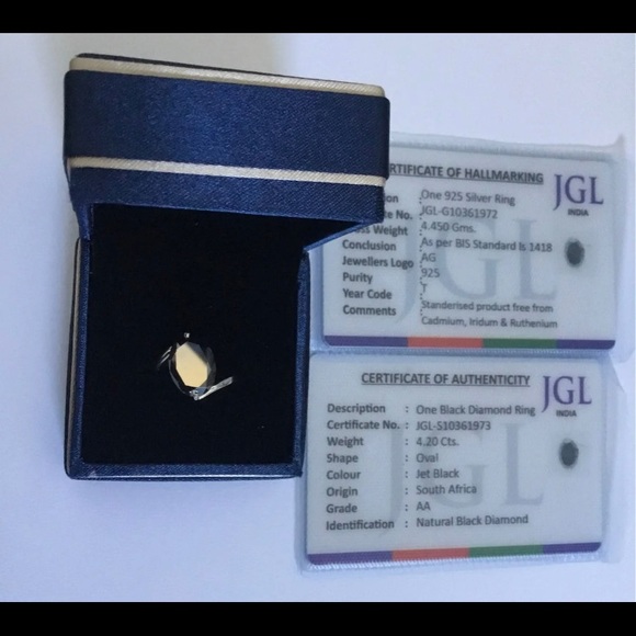 4.20 Carat Natural Certified AA Black Diamond Solitaire - Picture 2 of 4